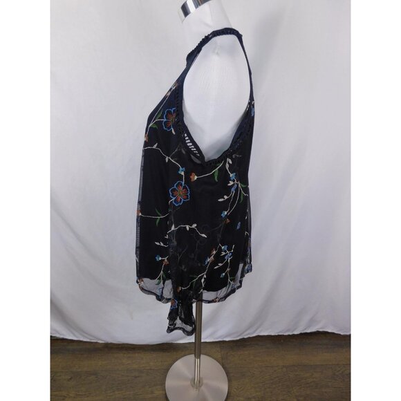 Potter's Pot Black Embroidered Mesh Halter Blouse Gothic Witch - Picture 3 of 11